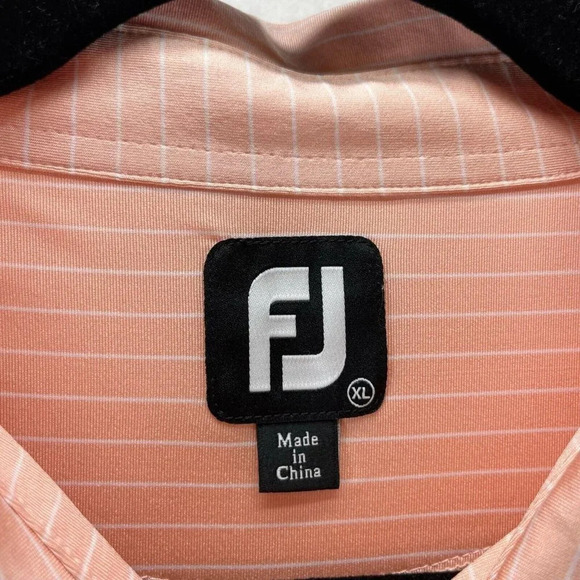 FootJoy Shirt Men Sz XL Golf Polo Stripe Short Sleeve Stretch Performance Orange - Picture 7 of 11